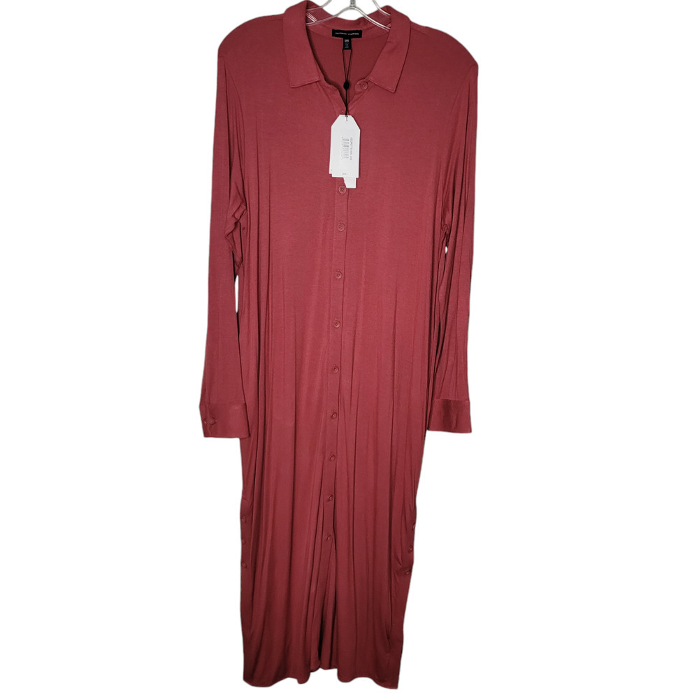 Universal Standard Maxi Sally Liquid Jersey Shirt tunic Dress 2XS (6 -8) Buttons